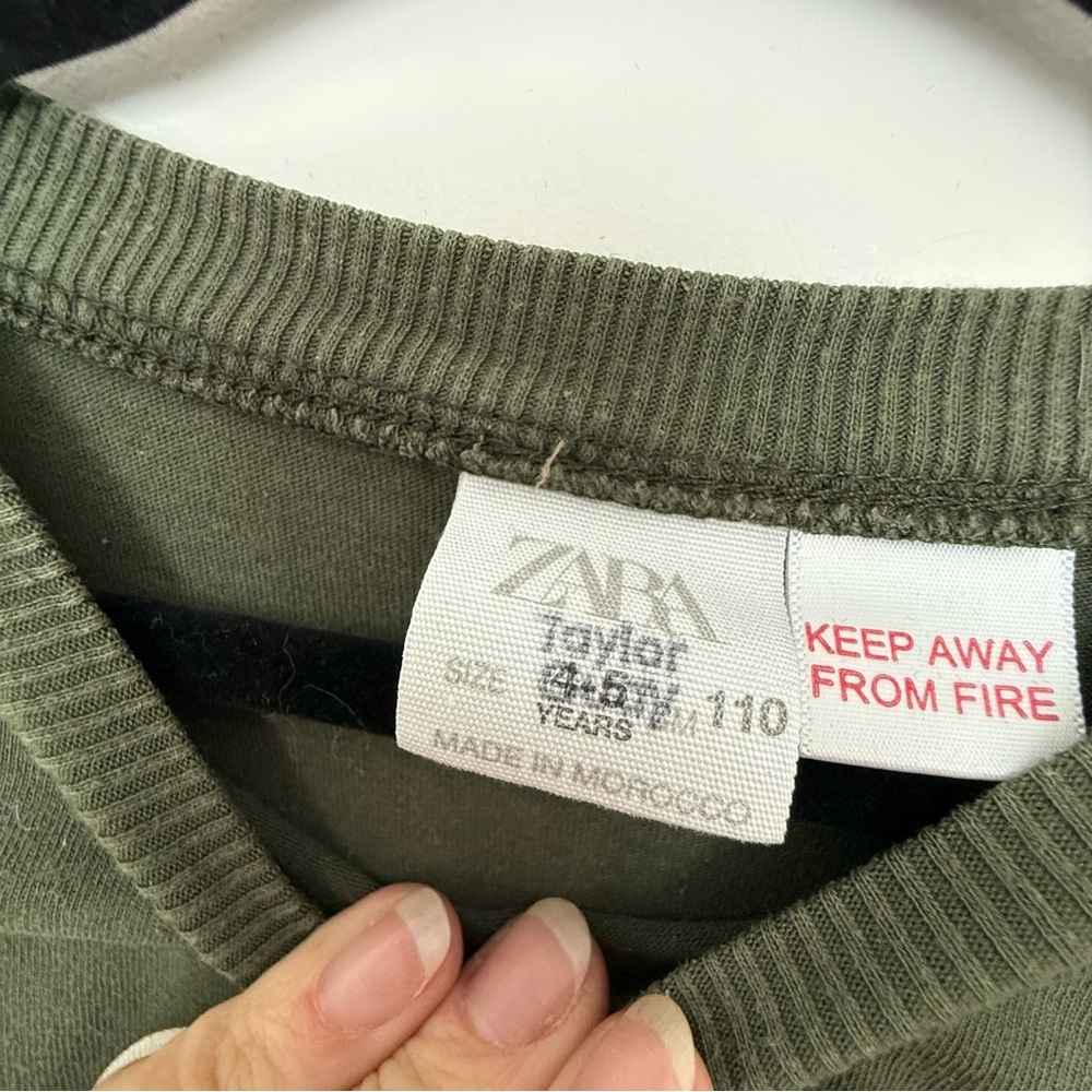 Zara Kids Real Skater Olive Green top size 4-5 - Picture 4 of 4